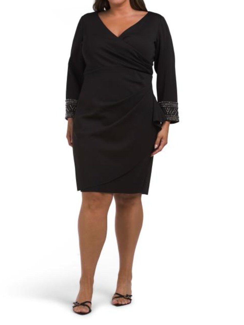 ALEX EVENINGS Black Plus Stretch Scuba Crepe Mini Dress